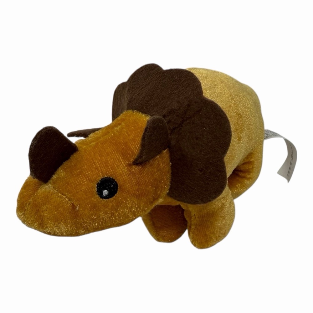 Greenbrier International Triceratops Dinosaur Plush Mustard Yellow Brown 6 inch